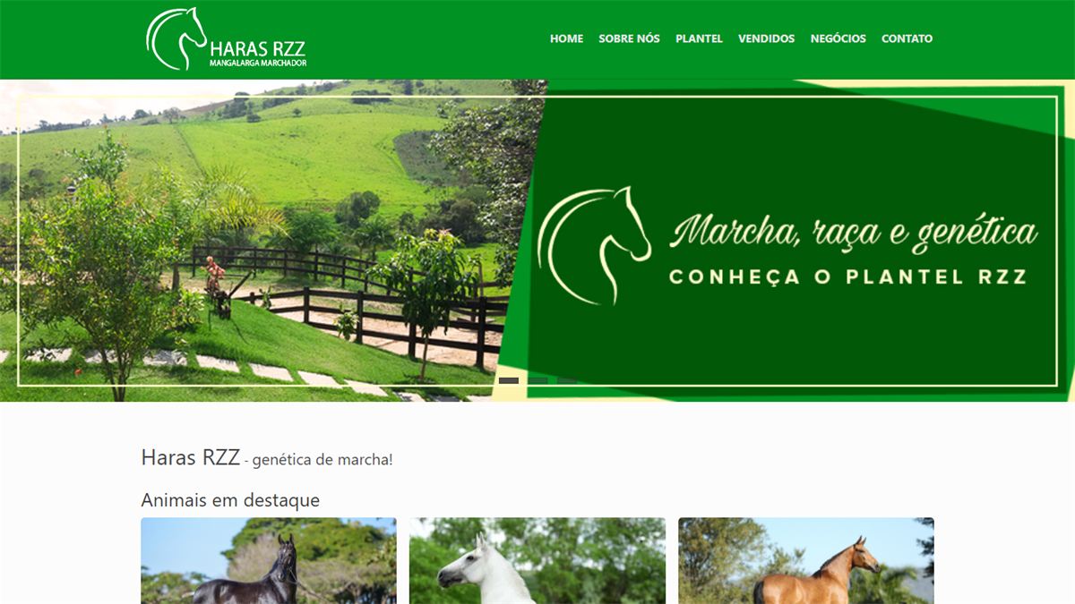Site do Haras RZZ feito com o EquinoGestor