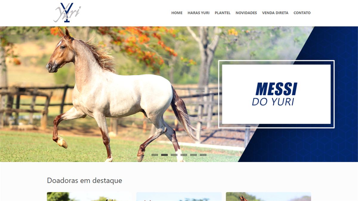 Site do Haras Yuri feito com o EquinoGestor